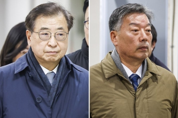 서훈 전 국가안보실장(왼쪽),김홍희 전 해양경찰청장.연합뉴스