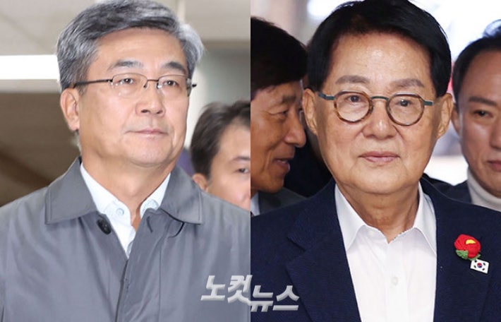 서욱 전 국방부 장관(왼쪽),박지원 전 국가정보원장.류영주 기자