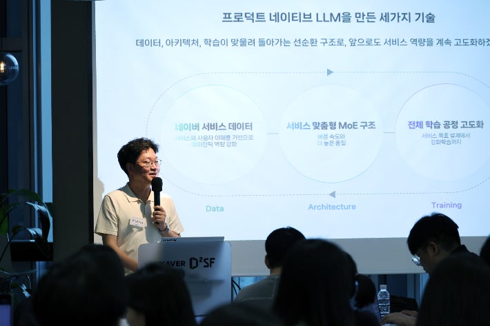 최근 네이버는 D2SF 강남에서 미래 네이버 AI 검색을 이끌 3대 핵심 기술을 공개했다.네이버클라우드 이기창 이사.네이버 제공