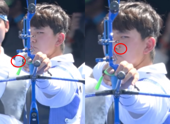 “팔 내릴 수 없었다” 입술에 벌 앉았는데…<b>침착</b>하게 ‘<b>10점</b>’ 쏜 <b>김제덕</b>
