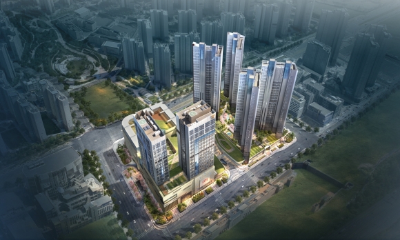 Rendering of 'Dongtan Station Lotte Castle' in Hwaseong, Gyeonggi Province. Provided by Lotte Construction