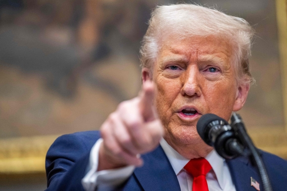 美國總統唐納德·特朗普（Donald Trump）在第三（當地時間）的白宮羅斯福室華盛頓（Washington）上發表講話。2025.2.3 AFP Yonhap新聞