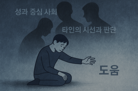 정신적으로 아파도‘낙인의 두려움’에 도움을 요청하지 못하는 사람들을 챗GPT가 구현한 그림.