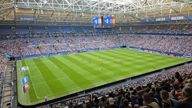 충북도가 지난 7월 시찰한 독일 겔젠키르헨의 펠틴스 아레나 돔구장. 충북도 제공