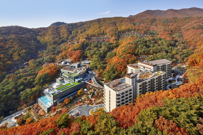 가을빛으로 물른 포레스트 리솜, 레스트리. 리솜리조트 제공.