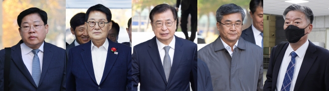 ‘서해 피격’ 서훈·박지원·서욱 등 오늘 1심 변론 종결 - ‘서해 공무원 피격 사건’ 은폐 시도 및 ‘월북몰이’ 혐의로 재판에 넘겨진 노은채(왼쪽부터) 전 국정원 비서실장, 박지
