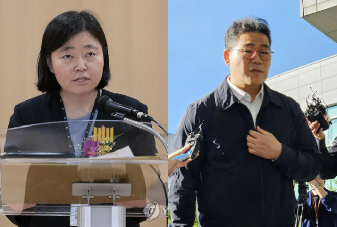 임은정 동부지검장(왼쪽)과 백해룡 경정