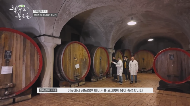 이탈리아의 레드와인 비니거 양조장을 찾은 배우 신현준과 김정태. tvN ‘웰컴 투 불로촌’ 캡처