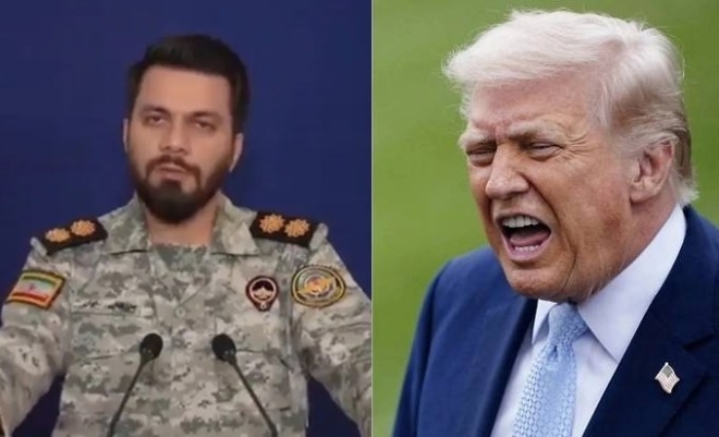 에브라힘 졸파가리 이란 합동군사령부 대변인과 트럼프 미국 대통령. 로이터 연합뉴스