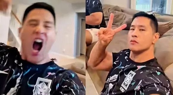 “한국 갈 의미 없다”던 유승준, 태극마크 유니폼 입고 韓축구 응원