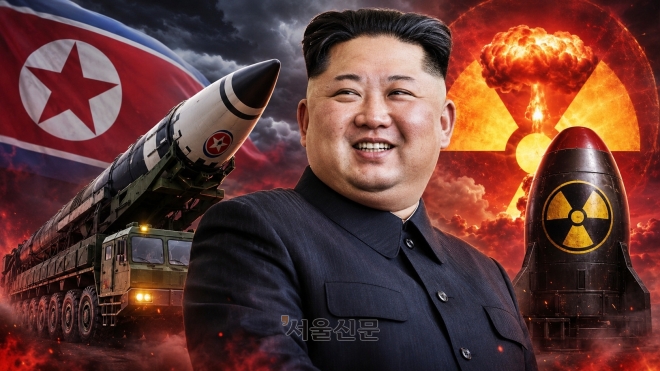 김정은 북한 국무위원장과 북핵을 묘사한 인공지능 생성 자료.서울신문