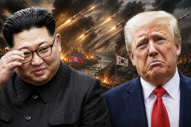 왼쪽부터 김정은 북한 국무위원장,도널드 트럼프 미국 대통령 AFP 연합뉴스,AI 생성 이미지