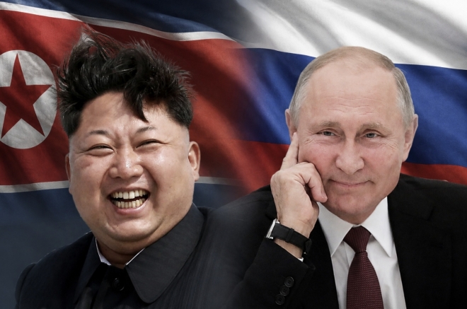 김정은 북한 국무위원장. AP 연합뉴스, 블라디미르 푸틴 러시아 대통령. 게티이미지 멀티비츠 합성사진