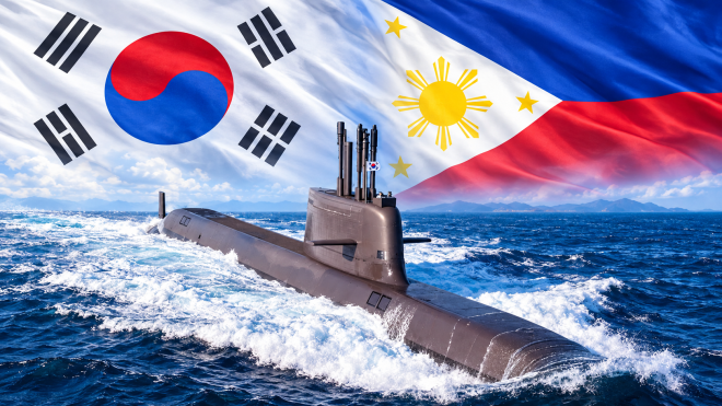 한화오션이 설계·건조한 한국 해군의 3000t급 잠수함 도산안창호함 자료사진에 한국·필리핀 국기를 합성했다. 필리핀 잠수함 도입 사업의 이해를 돕기 위한 이미지로, 필리핀 제안형 KSS-Ⅲ PN과는 구성이 다르다. 