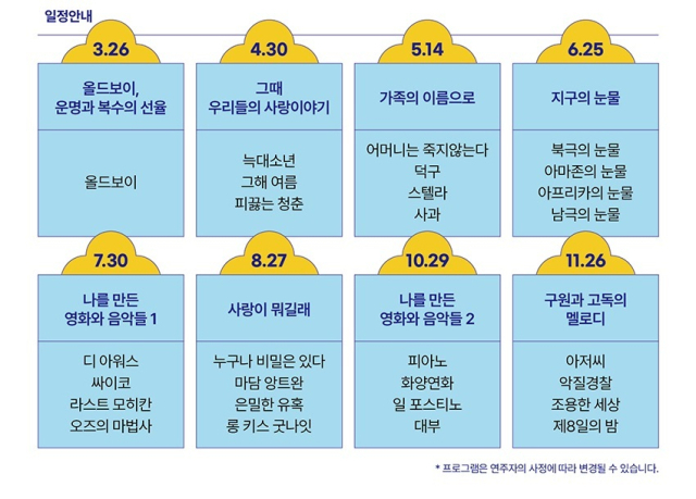 2025년 ‘심현정의 11시 영화음악콘서트’ 월별 프로그램표. 영화의전당 제공
