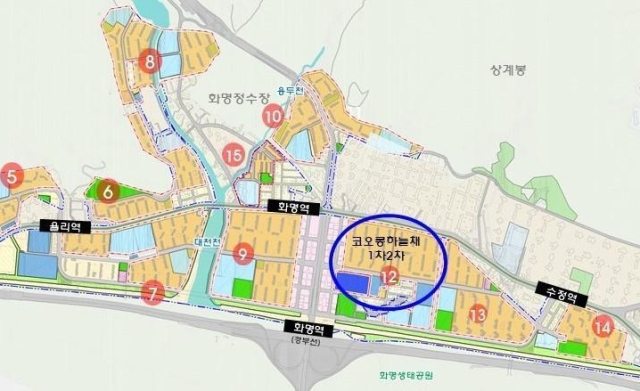 화명금곡 노후계획도시 정비를 위한 선도지구.원안에 위치해 있다.