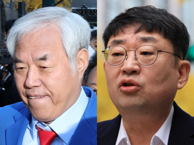 전광훈 사랑제일교회 목사(왼쪽)와 보수 성향 유튜브 채널 '신의한수' 대표 신혜식 씨.연합뉴스