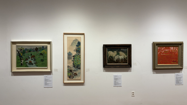 지난 2월 26일부터 3월 7일까지 부산문화회관 전시실에서 열리고 있는 부산미술협회 80주년 기념 ‘80년의 숨결! 부산미술을 조망하다’전에 출품된 작고 작가 작품 일부. 김은영 기자 key66@