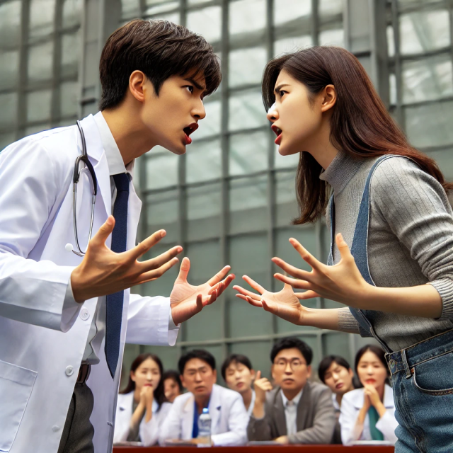 챗GPT가 그린 의대생과 타 단과대 학생의 반목.