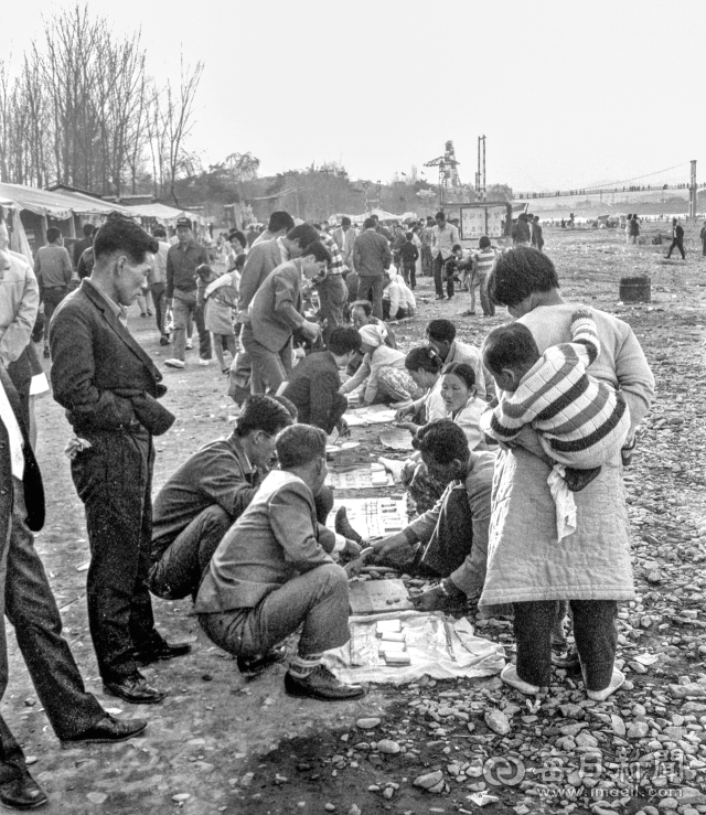 1971년 4월 25일 동촌 유원지에 담배 등 쏠쏠한 경품을 내걸고 행락객 호주머니 잔돈을 노리는 야바위꾼들.그러나 행락객들은 야바위꾼들의 속임수에 속절없이 당하기 일쑤였다.사진=매일아카이빙센터