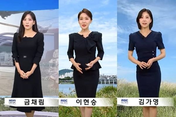 故<b>오요안나 1주기</b>…MBC 기상캐스터들 '<b>검은 옷</b>' 입고 날씨 전해