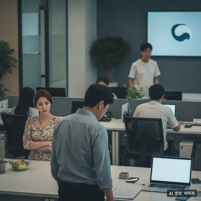 여성 동료에게 "오늘 좀 여자 같고 예쁘다"고 말했다가 인사팀으로부터 성희롱 관련 주의를 받은 직장인의 사연이 온라인에서 논란이 됐다. (AI 생성 이미지)