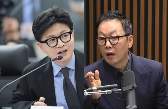 한동훈 무소속 국회의원, 정봉주 더불어민주당 대표 기획특보. 연합뉴스, 김어준의 겸손은 힘들다 뉴스공장 유튜브