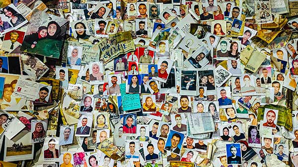 수많은 순례자들이 남긴 얼굴들.이곳을 지나간 마음들이 벽 위에 쌓여 있다