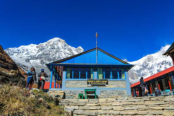 안나푸르나 베이스캠프에 있는 로지와 레스토랑.