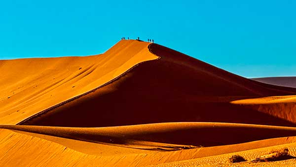 나미브 사막을 대표하는 붉은 모래언덕, 듄45. 빛의 방향에 따라 전혀 다른 얼굴을 보여 준다.
