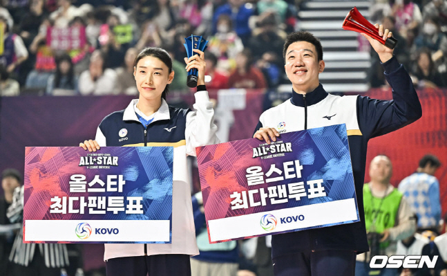 '그래도 아직은' 김연경-신영석! <b>팬투표 1위</b>의 위엄 "세리머니상 욕심", "정신...