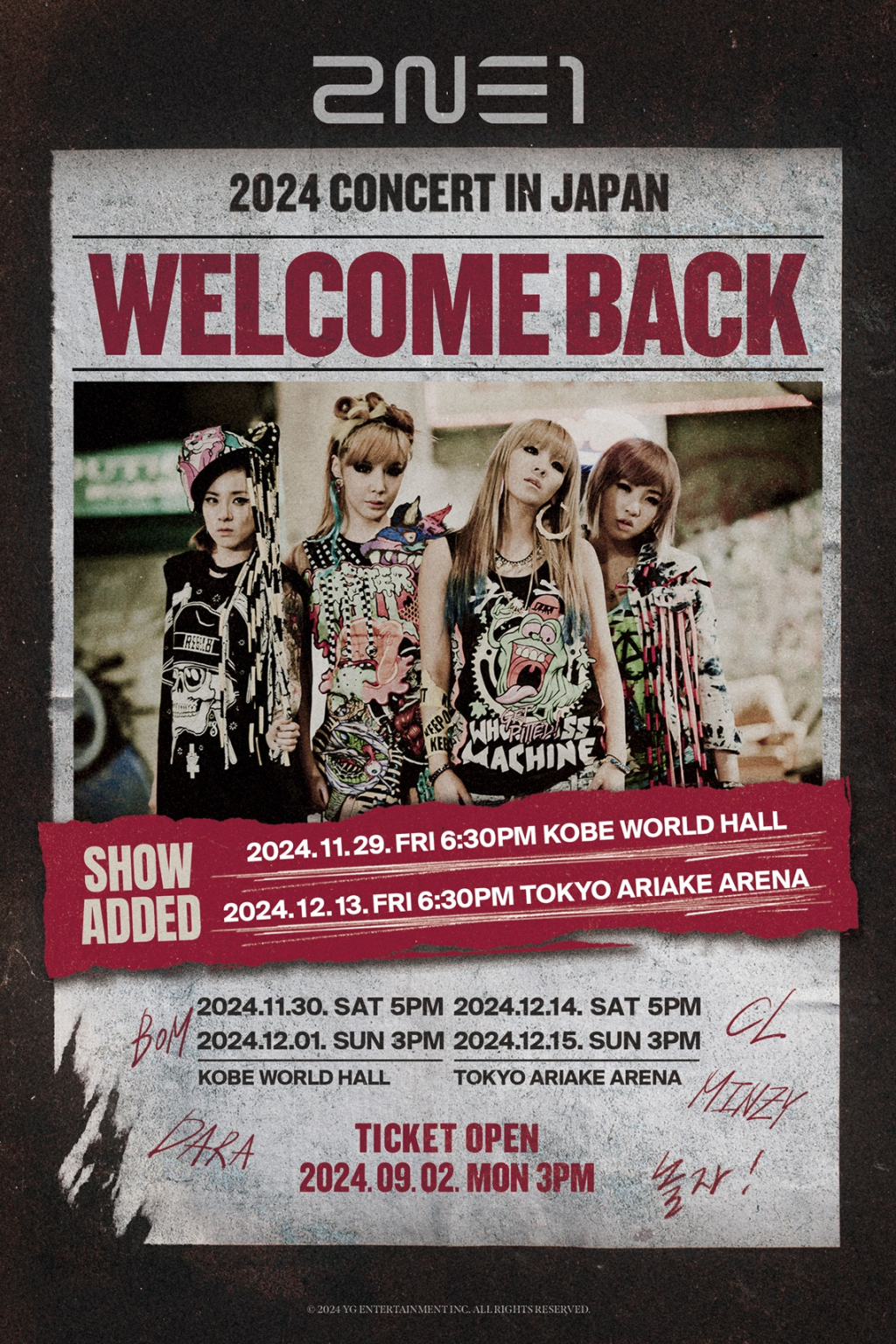 【匿名配送】2NE1 ツアーユニフォーム 2NE1 [WELCOME BACK] IN SEOUL OFFICIAL MD LINE-UP🖤 2NE1 [WELCOME