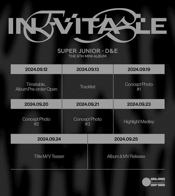 슈퍼주니어-D&E, 6개월만 초고속 컴백..타임테이블 오픈