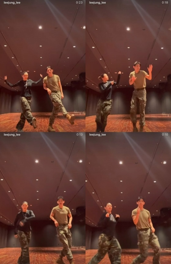 V menunjukkan video tantangan tari kolaboratif dengan Lee Jung