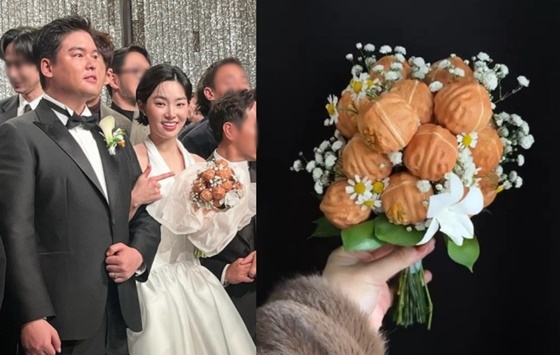 <b>이장우</b><b>조혜원</b>, 결혼식서 등장한 <b>호두과자</b> 부케·답례품.."달콤한 축하...