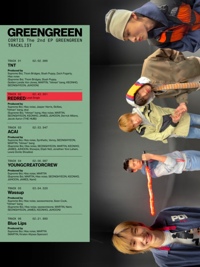 CORTIS迷你二輯《GREENGREEN》曲目公開 主打歌《REDRED》展現全員創作實力