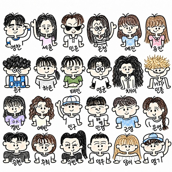 新曲のジャケットに描かれた、名前入りの友人たちのイラスト