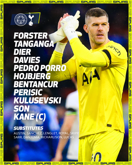 托特纳姆热刺公布莱斯特战首发阵容...俘虏首秀