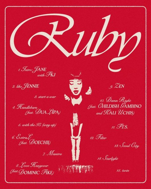 [정보/소식] 블랙핑크 제니, 첫 솔로 정규 'Ruby' 15곡 꽉 채웠다 | 인스티즈