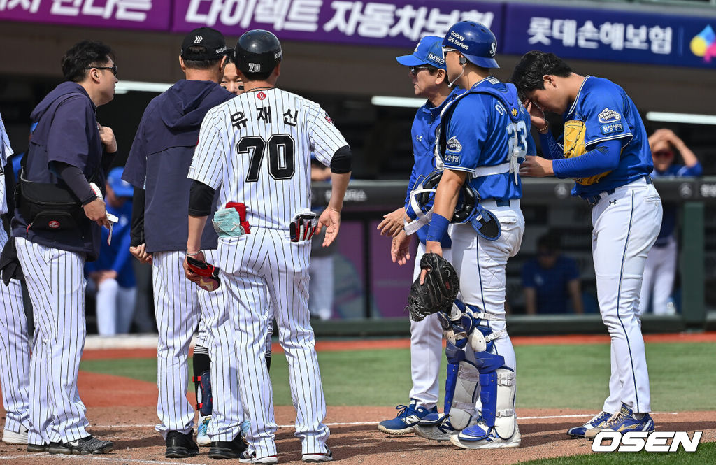'전민재→이호준→손성빈→<b>장두성</b>' 3주 동안 벌써 4번째 <b>헤드샷</b>, 롯데만...