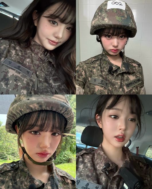 <b>장원영</b>, <b>군복</b>이 이렇게 상큼해도 되나요..칼각 경례까지