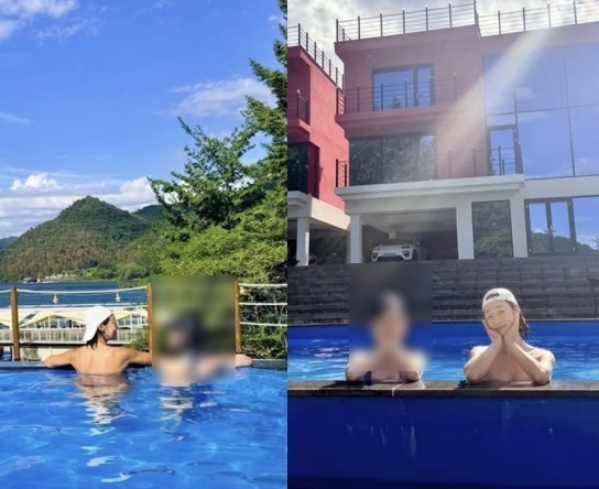 <b>최여진</b>, <b>가평 신혼집</b> 초대형 <b>수영장</b> 오픈..튜브톱에 드러난 등 근육 “...