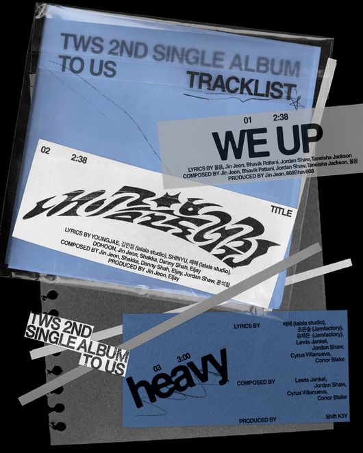 TWSの2ndシングル「TO US」の3曲を並べたトラックリスト画像