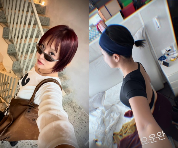トレーニングウェア姿で、後ろを振り返るラルラルの写真。運動後を示す韓国語の文字が添えられている