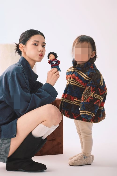 キディキディの広告に登場したウォン・ヒョンジュと娘