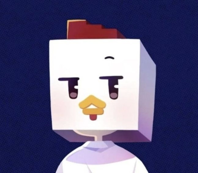 YouTubeチャンネル「수탉」の四角い鶏のキャラクターアイコン