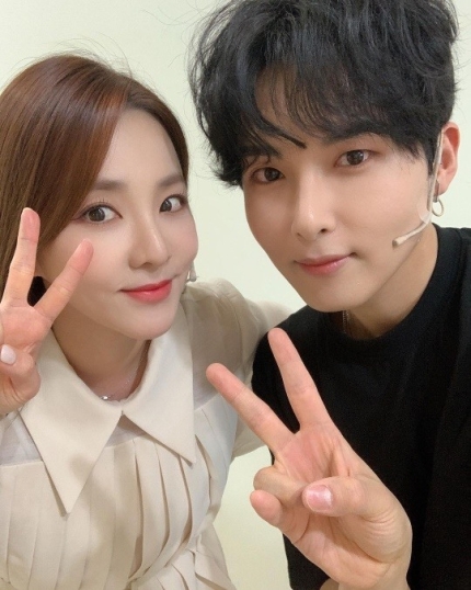 Photo of Sandara Park and Ryeowook, posted by Sandara on her Instagram.