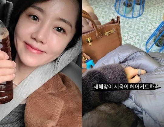 '<b>정준호</b>'<b>이하정</b>, 털코트+H사 <b>명품백</b> 부내나는 미용실 패션.."아들 헤어...