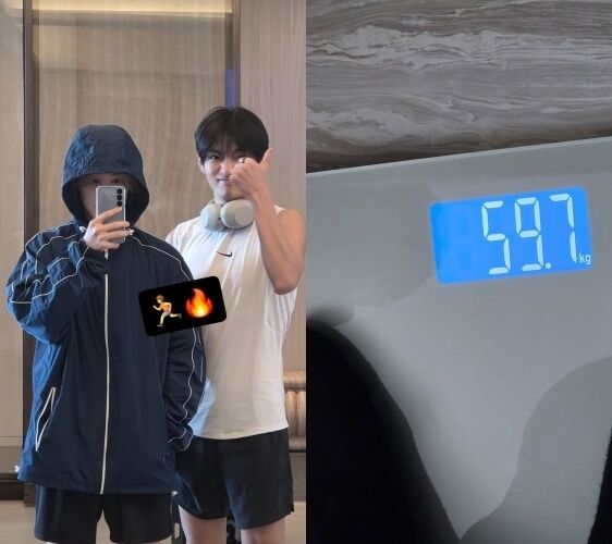 BTS 지민, '59.7kg' 체중계 찍혔다…철저한 자기 관리