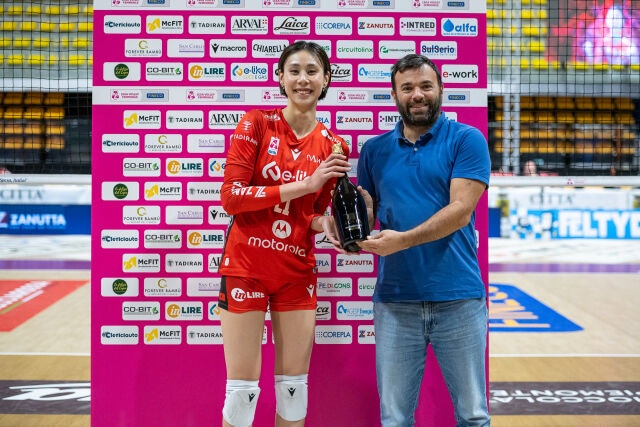 이탈리아리그 UYBA에서 뛰고 있는 와다는 22일(한국시각) 열린 탈마손과 경기에서 최우수선수(MVP)로 선정됐다./이탈리아리그 여자부(Lega Pallavolo Serie A Femminile ) 공식 홈페이지 캡처